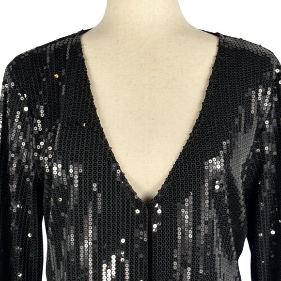 Tulle Black Sequined Lined Blazer Size Large - Picture 8 of 9